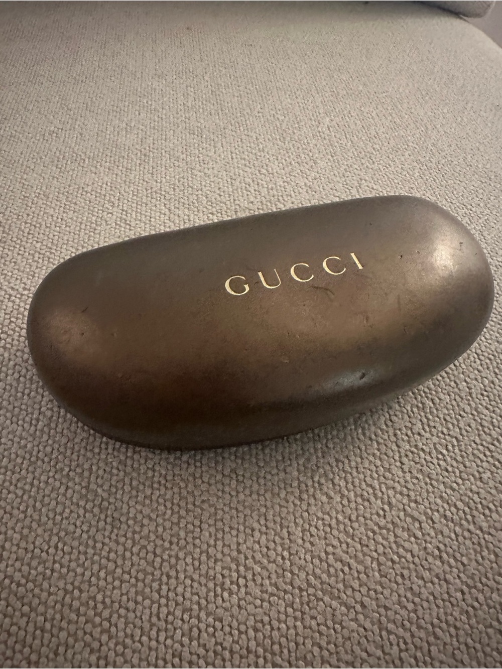 Gucci Brown Hard Sunglasses Case with Gold Logo
